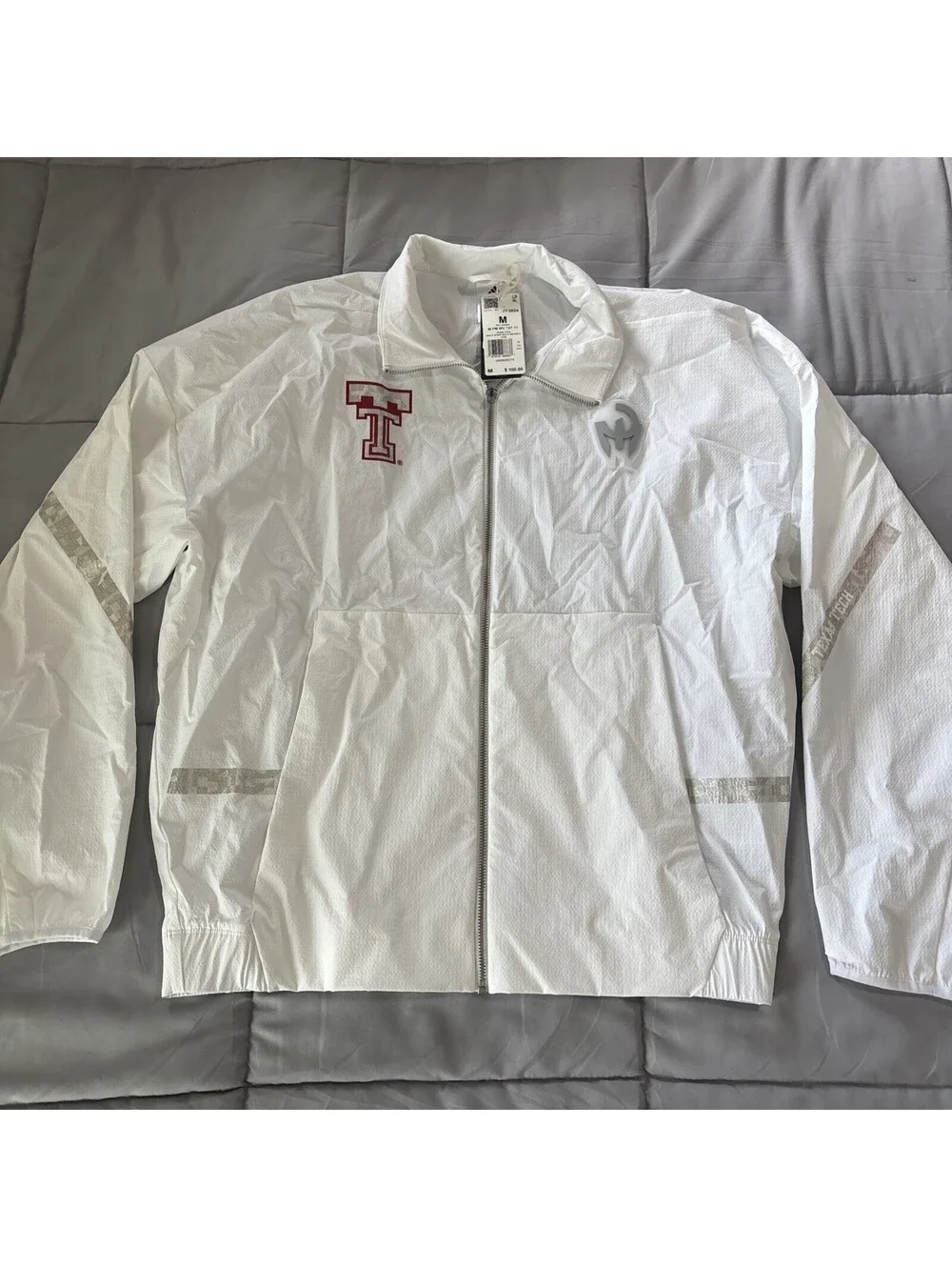 Adidas Texas Tech Patrick Mahomes White Windbreaker Jacket M JY3804 NEW